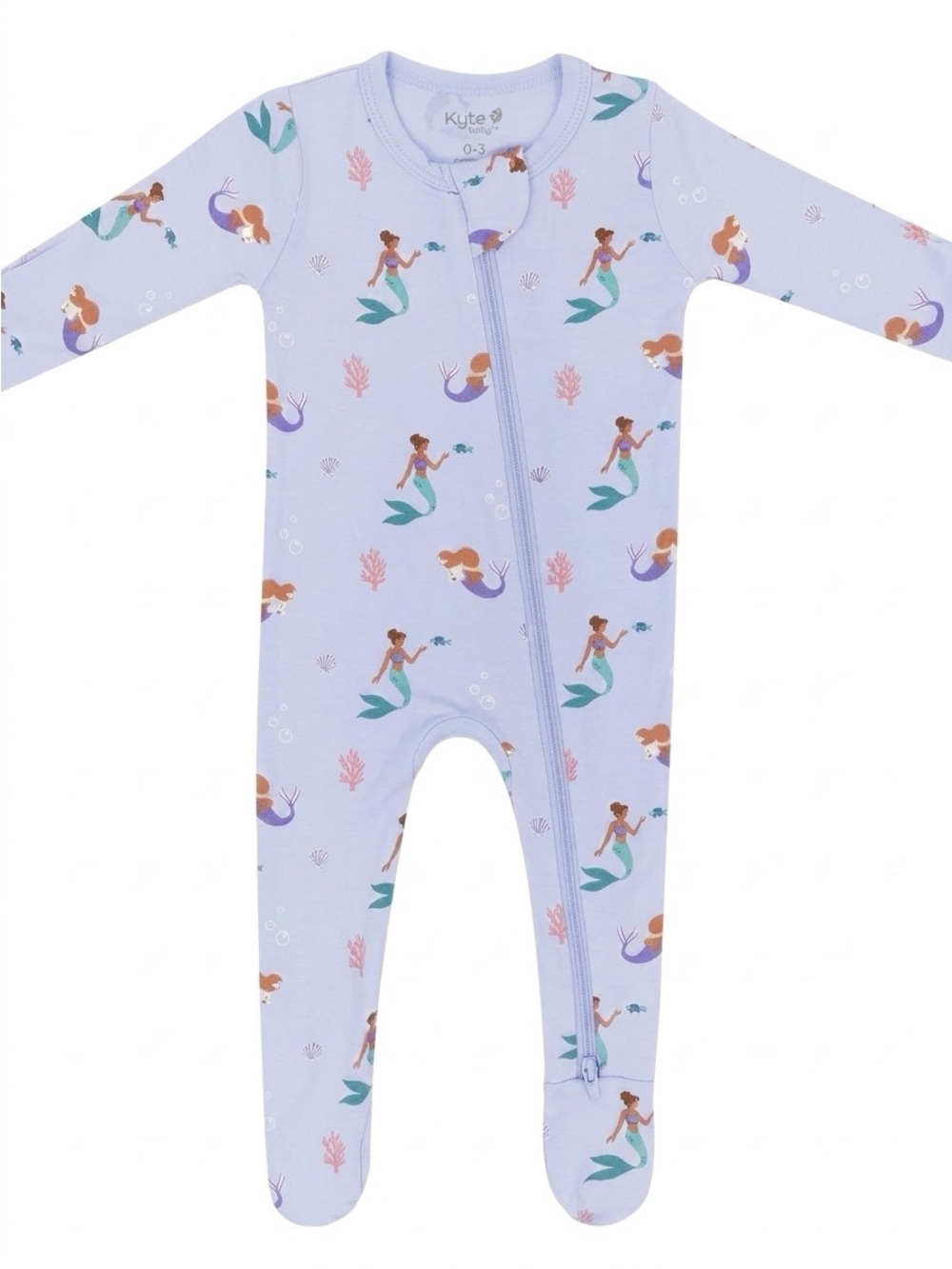 Kyte Baby NWT Bamboo Zippered Footie Pajamas Mermaid Print 12-18M